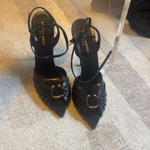 Saint Laurent Black Heels with Silver Accents